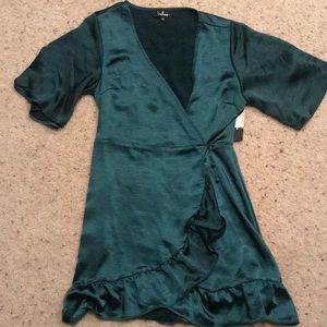 Green Silk mini dress